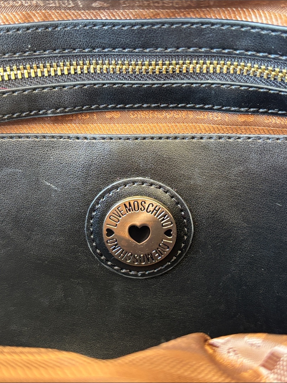 Love Moschino Black Embossed Logo Satchel Crossbody Bag Y2K Designer Glam - Picture 9 of 9